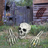 elvesmall Halloween Realistic Skull Skeleton Head Human Hand Arms for Halloween Party Home Garden Lawn Decor Haunted House Horror Props