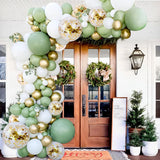 elvesmall  Retro Green Balloon Garland Arch Kit Wedding Birthday Balloons Decoration Party White Balloons For Baby Shower Decor Supplies