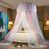 elvesmall Large Space Dome Hanging Mosquito Net Free Install Double Bed Mosquito Net Foldable Princess Style Lace Gauze Bed Curtain