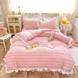 elvesmall Korean Style Princess Summer Quilt Cool Chiffon Seersucker Air-conditioned Quilt Bed sheet Summer Blanket Comforter Duvet