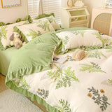elvesmall Small fresh milk velvet four piece set double faced velvet thickened warm small lace flannel bedding set