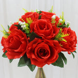 elvesmall  Cheap Artificial Flower Ball Plastic Green Mesh Base Silk Table Centerpieces For Wedding Decor Party Road Lead Flower Bouquets