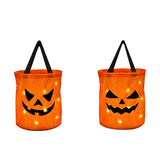 elvesmall LED Light Halloween Trick or Treat Bucket Pumpkin Candy Bags Collapsible Halloween Basket for Thanksgiving Party Gift Basket