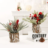 elvesmall 25cm Flocking PE Simulation Christmas Pine Cone Tree Decoration High-quality Home Window Desktop Ornaments Mini Christmas Tree