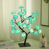 elvesmall 24 LED Fairy Flower Tree Table Lamps Maple Leaf Lamp Rose Night Light USB Operated Gifts for Wedding Party Hallowmas Decoration