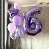 elvesmall Boy Girl Birthday Balloons 32inch Purple Number baloon 1 2 3rd Birthday Party Decoration Kids anniversaire 9/1/3 years old