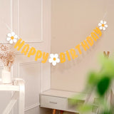 elvesmall Little Daisy birthday flag Baby's first birthday party decoration props felt party layout pink banner