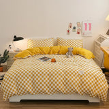 elvesmall Checkerboard Bedding Comforter Set with Pillowcase bed sheet Single Full Size Bed Linen Duvet Cover Set Queen/King Double Single