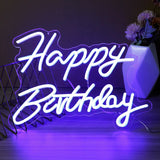 elvesmall Happy Birthday Led Neon Sign for Birthday Party Decor Oh Baby Neon Light Lets Party Home Hanging Decor