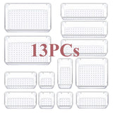 elvesmall 13/25PCs Desk Drawer Organizers Set Plastic Bathroom Storage Makeup Organizer Clear Transparent Storage Box Bins Kitchen Gadget