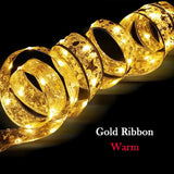 elvesmall  Christmas Decoration LED Ribbon Fairy Lights Christmas Tree Ornaments for Home 2023 DIY Bows Light String Navidad New Year