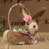 elvesmall  Artificial Straw Easter Rabbit Holiday Wedding Indoor Outdoor Festival Supplies Decoration Rabbit Doll Animal Model Filled Eggs