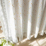 elvesmall  1PC Little Daisy Ruffle Short Curtains for Small Window White Drape Cabinet Kitchen Study Rod Special Blinds #E
