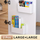elvesmall  Kitchen Cabinet Door Storage Box Cling Film Holder Wall Mounted Basket Artifact Tool Household Sundries Collection Organizer Box