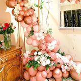 elvesmall 140pcs Retro Pink Balloons Kit Pink Rose Gold Latex Ballon Garland Arch Wedding Anniversary Valentine's Day Birthday Party Decor