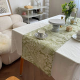 elvesmall Spring Pastoral Style Table Runner with Waterproof Green Plant and Flower Print for Home Decoration Coffee Table Decor Mariage
