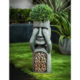 elvesmall See Hear Speak No Evil Garden Easter Island Statues Creative Resin Sculpture Outdoor Decoration Home Vase Statue Decor Figurine