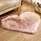 elvesmall Heart Shaped Faux Fur Rug Bedroom Fluffy Shaggy Area Rugs Sheepskin Fuzzy Rug Carpets Throw Shag Rug Sofa Decor Floor Mat Plush