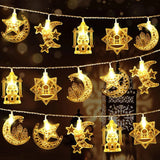 elvesmall  Ramadan Star Moon Castle LED String Lights Eid Mubarak Gift Islam Muslim Ramadan Kareem Decorations for Home Eid al-Fitr Party