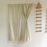 elvesmall Door Curtain Japanese Style Cotton Linen Jacquard Striped Partition Curtain for Kitchen Living Room Bedroom Decorative Curtain