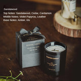 elvesmall 100% Natural Soy Wax Candles Jar Sandalwood Scented Black Candles Glass Container Home Decorative Vase