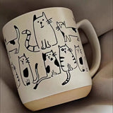 elvesmall  450ML Creative Hand-painted Ceramic Mug Vintage Cartoon Animal Kitten Milk Coffee Cup Kawaii Cat Nordic Kitchen Coffee Mugs Gift