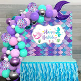 elvesmall Macaron Purple Green Blue Latex Balloons Mermaid Arche Ballon Anniversaire Happy Birthday Globos Party Decoration Girl Arch Kit