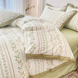 elvesmall Kawaii Princess Pure Cotton Bedding Set Full Size Lovely Ruffles Single Doubel Duvet Cover Set Girls Woman Cozy Bedding Sets