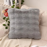 elvesmall Flush Pillow Covers Solid Color Living Room Decoration Cushion Cover Fur Sofa Pillowcase Moden Home Decor