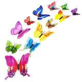 elvesmall  12pcs/set 3D Double-layer Butterfly Wall Stickers with Magnet PVC Butterflies Refrigerator Stickers Home Wedding Christmas Decor