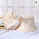 elvesmall Cotton Summer Foldable Bucket Hat Unisex Women Outdoor Sunscreen Hat Pure Color Fishing Hunting Cap Men Basin Chapeau Beach Cap