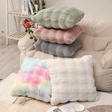 elvesmall Flush Pillow Covers Solid Color Living Room Decoration Cushion Cover Fur Sofa Pillowcase Moden Home Decor