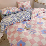 elvesmall Vintage Floral Duvet Cover Set No Filler with Flat Sheet Pillowcases Single Double Queen Size Girls Ins Korean New Bedding Kit