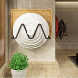 elvesmall  Kitchen Cutting Board Holder Rack Solid Pot Lid Cover Stand Adhesive Storage Rack Pan Cover Organizer Racks Sponge Plate Holders
