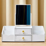 elvesmall New Contains Mirror Drawer Makeup Storage Box Dormitory Finishing Plastic Shelf Cosmetics Skin Care Dressing Table Desktop
