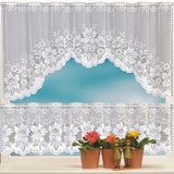 elvesmall 2PCS Lace Coffee Curtain Window Tulle Butterfly Apple Curtains For Living Room Kitchen Treatments Voile Curtain Festival Decor