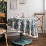 elvesmall American Tablecloth Jacquard Red Christmas Table Cloth Round Thick Dining Table Cover Mexico Bohemian Style Home Ornament