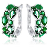 elvesmall Emerald Green Zircon Hoop Earrings For Women Big Round Earrings Bridal Wedding Party Jewelry Gift Girlfriend Wife Birthday