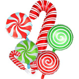 elvesmall Christmas Candy Cane Foil Balloons Xmas Red Green Sweet Candies Balloon Christmas Gift Box Ballon Birthday Party Home Decoration