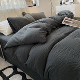 elvesmall INS Style Minimalist Solid Color Duvet Cover Soft Two Person Comfortable Bedding Set Luxurious Hotel Apartment Home Decoration