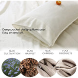 elvesmall 100% French Natural Pure Linen Bedding Sheet Set Ultra Soft Durable Luxurious Stone Washed 3 Pieces Sheets Set Double Bed Sheets