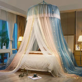 elvesmall Large Space Dome Hanging Mosquito Net Free Install Double Bed Mosquito Net Foldable Princess Style Lace Gauze Bed Curtain
