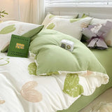 elvesmall Light Luxury a Maternal and Infant Class Washed Cotton and Linen Four-piece Quilt Set Single Student Dormitory Bed Sheet 3-piece