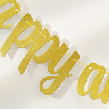 elvesmall 1pc Happy Anniversary glitter flag banner anniversary wedding party decoration pull flowers.