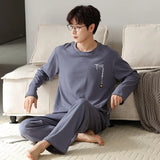 elvesmall  Fashion Design Pajamas Suit Men Spring Autumn Cotton Long Sleeve Male Sleepwear Set Winter Outdoor Nightcloth Breathable Warm