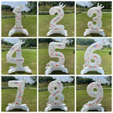 elvesmall 32inch White Balloons Birthday Number Balloons Outdoor Baby Shower Decoration for Kids Adult Standing Number Balloon