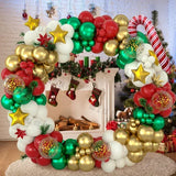 elvesmall Christmas Balloon Garland Arch Kit Red Green Lolipop Cone Star Foil Balloons New Year Christmas Party Decoration Supplies Gifts