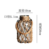 elvesmall  Hand-Woven Twine Glass Clear Vase Ornaments, Flower Ware, Creative Hydroponic Vintage Vase, Home Decor, Ins for Rooms