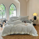 elvesmall  French style home Bed linen soft velvet winter Duvet cover double bed sheets set 5D carved pattern Bedding set Quilt cover set