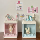 elvesmall Creative House Shape Doll Storage Box&Pen Holder Multifunctional Desktop Organizer School Office Stationery